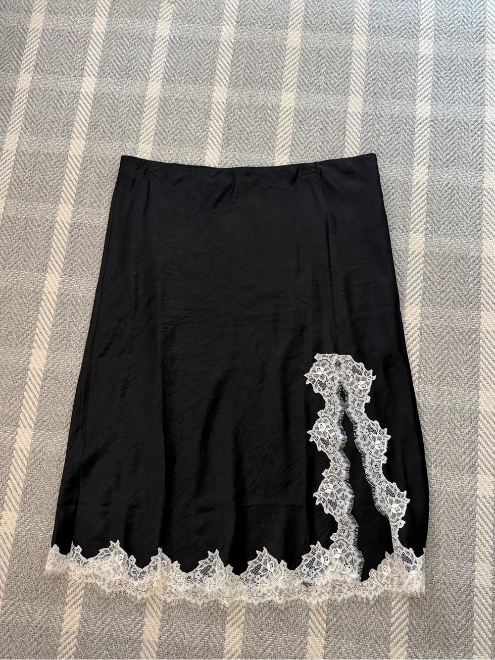 J. Crew Black Midi Skirt with White Lace Trim